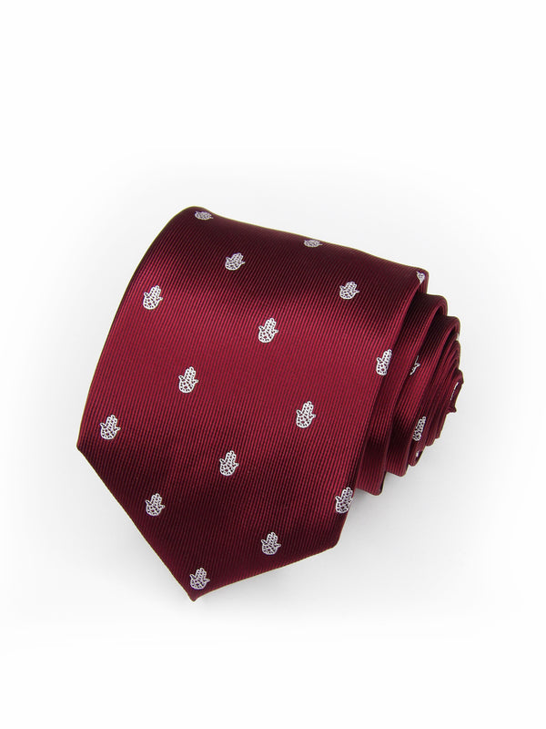 Corbata burdeos con mano de Fátima - DiversoMen