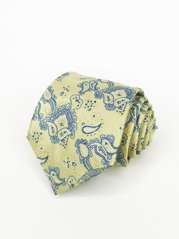 Corbata amarillo claro con cachemir azul - DiversoMen