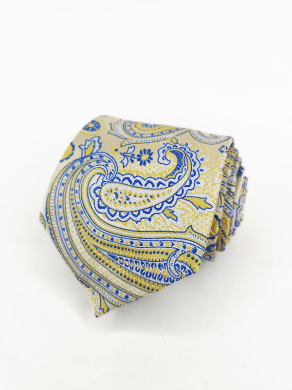 Corbata amarillo con cachemir azul - DiversoMen