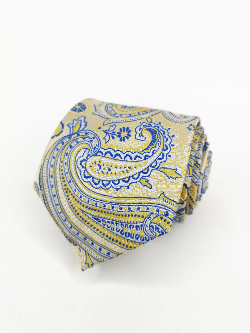 Corbata amarillo con cachemir azul - DiversoMen