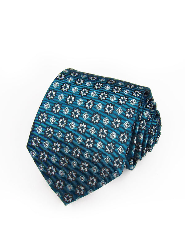 Corbata azul egeo con estrellas y flores - DiversoMen