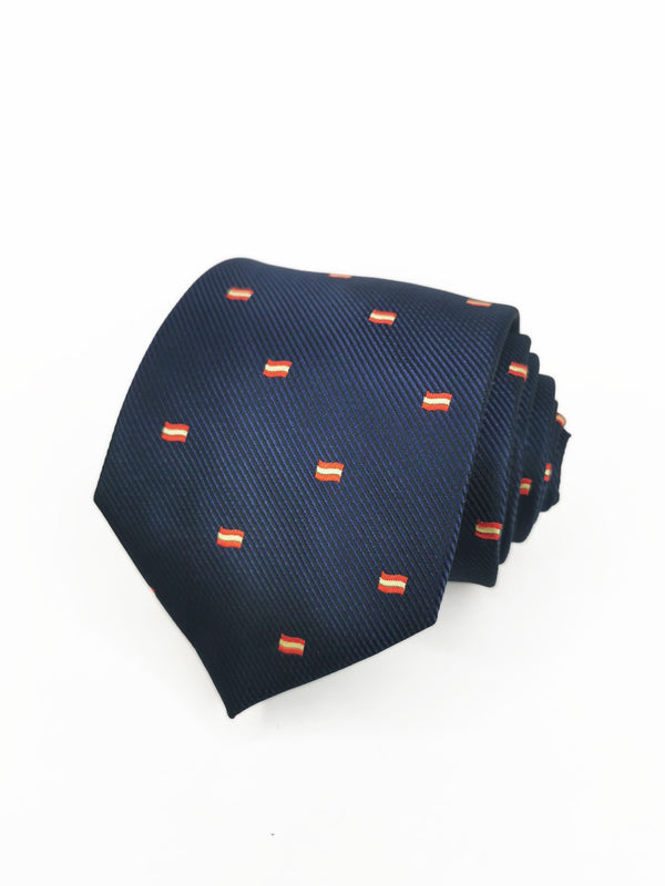 Corbata azul marino con banderas pequeñas - DiversoMen