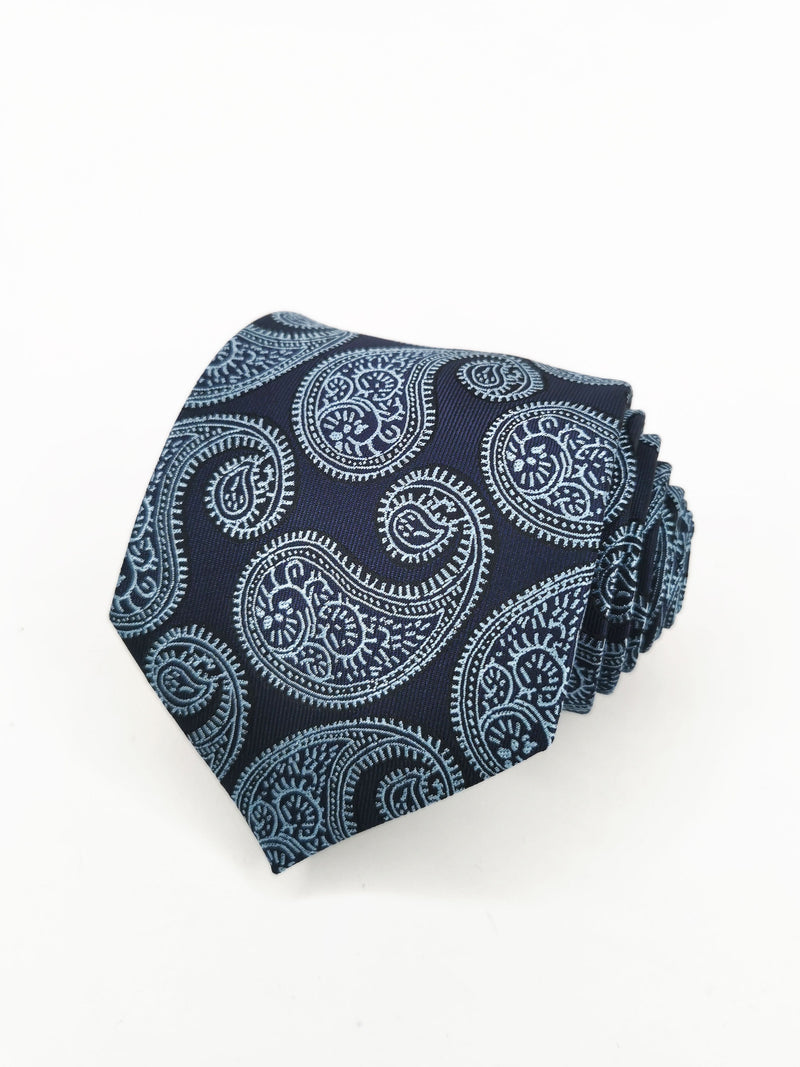 Corbata azul marino paisley gigante celeste - DiversoMen