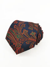 Corbata azul marino con cachemir rojo y verde - DiversoMen