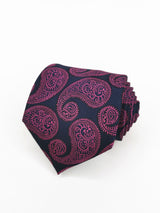 Corbata azul marino paisley gigante rosa fucsia - DiversoMen