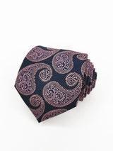 Corbata azul marino paisley gigante rosa - DiversoMen