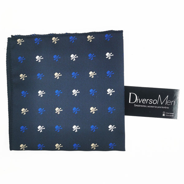 Pañuelo azul marino con calaveras piratas azul y blanco - DiversoMen