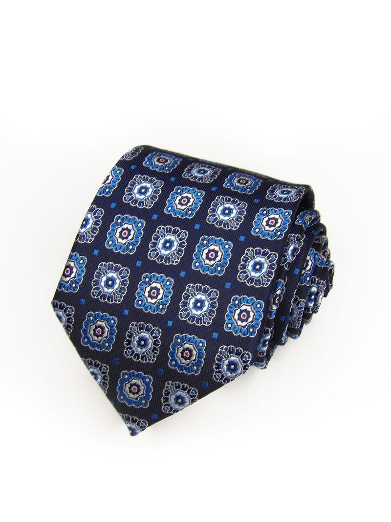 Corbata azul marino rosetas azules - DiversoMen