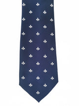 Corbata azul marino con flor de lis grande blanca - DiversoMen
