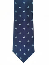 Corbata azul marino con flor de lis grande celeste - DiversoMen