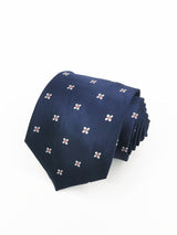 Corbata azul marino con flores blancas - DiversoMen