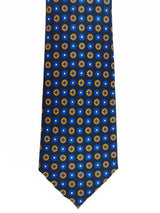 Corbata azul marino flores ocres y azul - DiversoMen