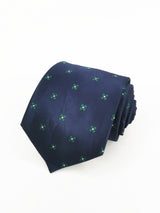 Corbata azul marino con flores verdes - DiversoMen