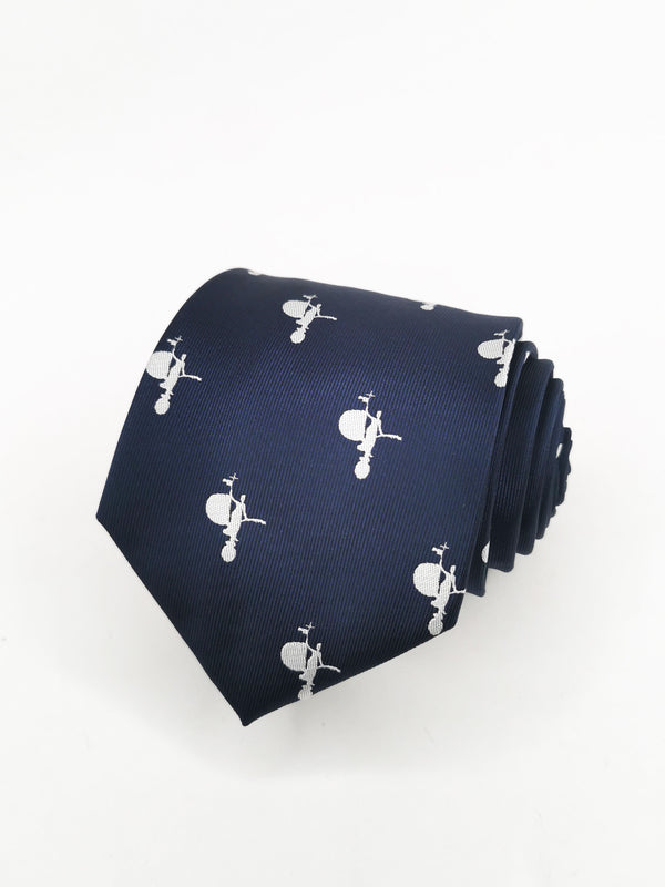 Cravate bleu marine avec giraldillo blanc