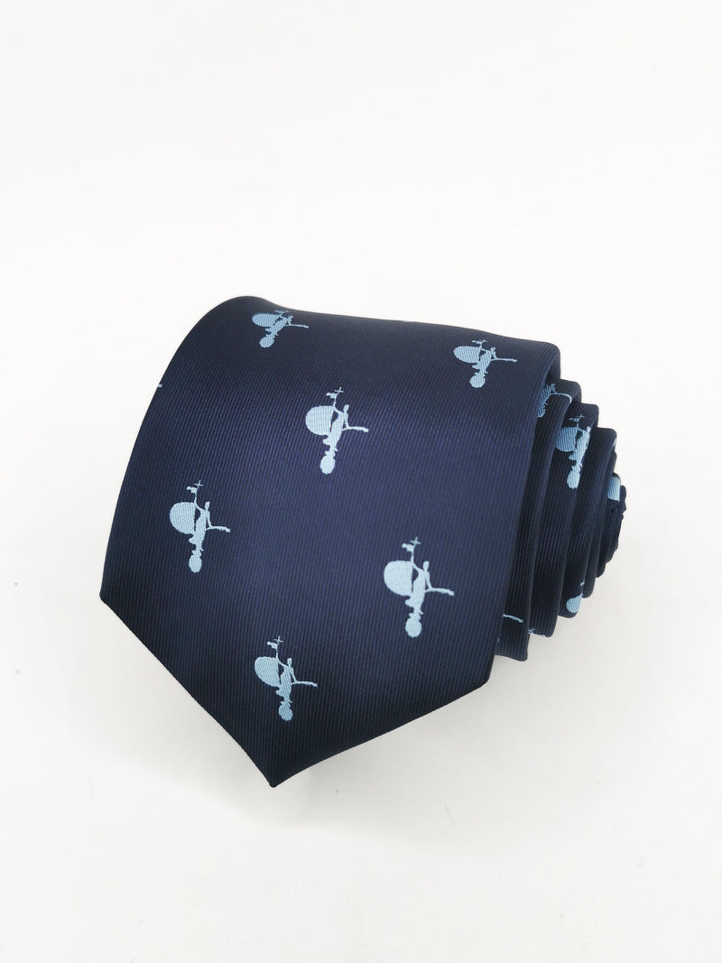Navy blue tie with light blue giraldillo