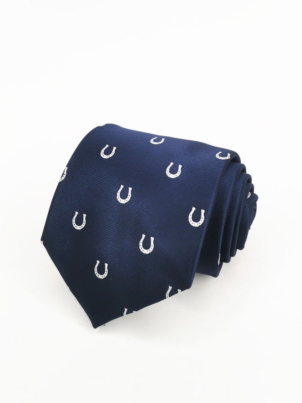 Corbata azul marino con herraduras blancas - DiversoMen