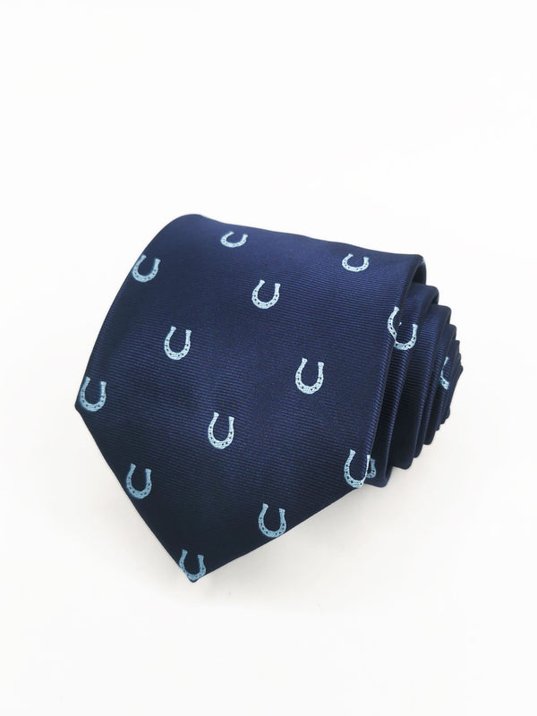 Corbata azul marino con herraduras celestes - DiversoMen