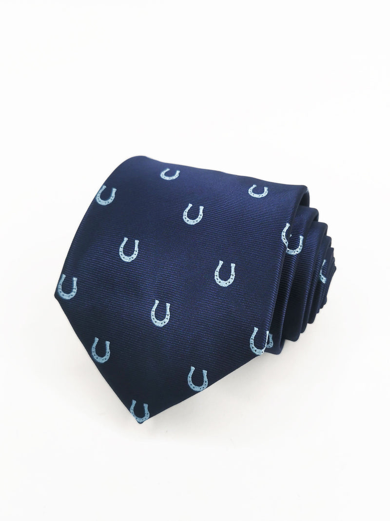 Corbata azul marino con herraduras celestes - DiversoMen