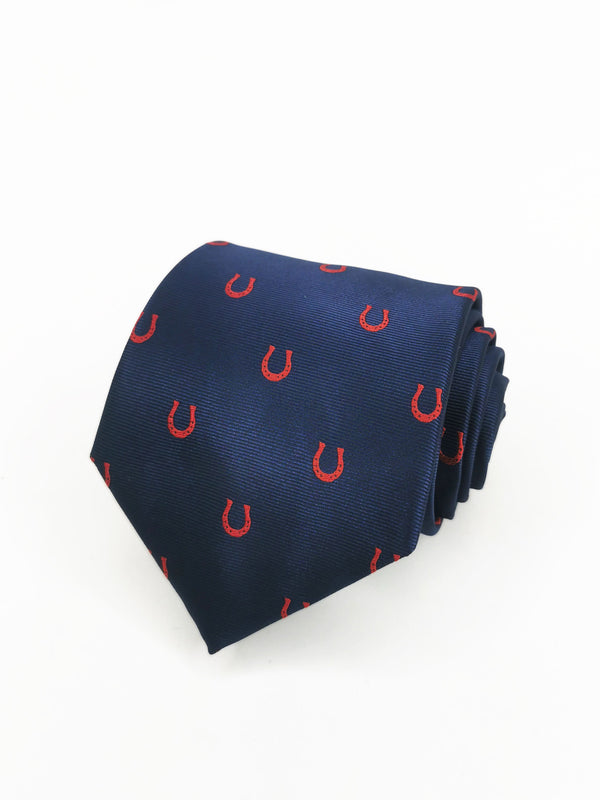 Corbata azul marino con herraduras rojas - DiversoMen