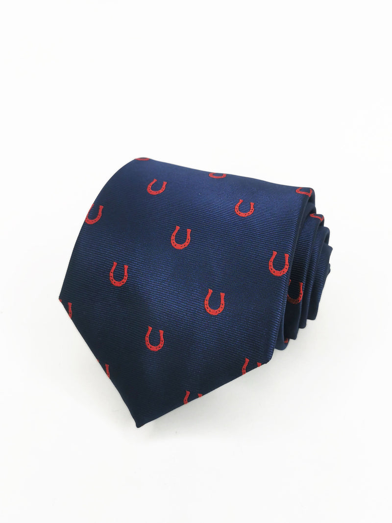 Corbata azul marino con herraduras rojas - DiversoMen