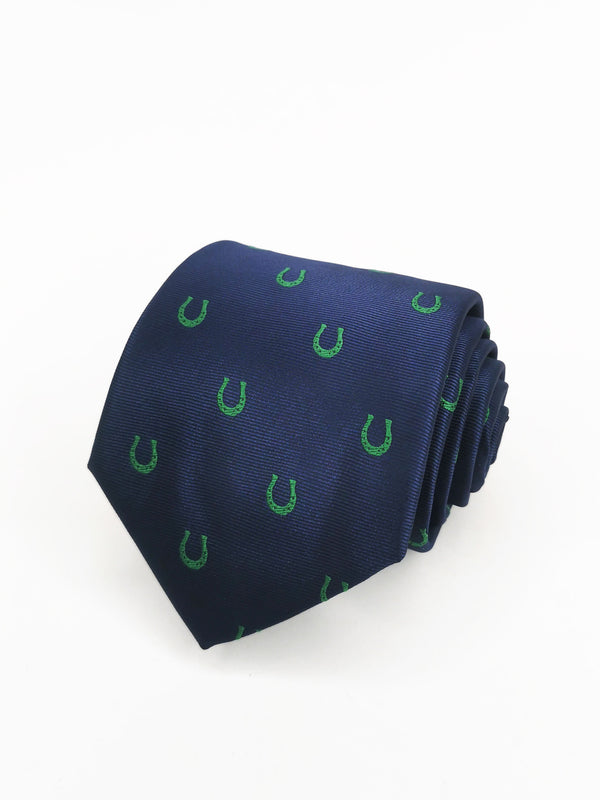 Corbata azul marino con herraduras verdes - DiversoMen