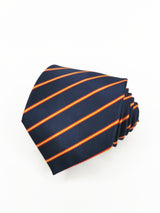 Corbata azul marino con rayas roja y amarilla finas - DiversoMen