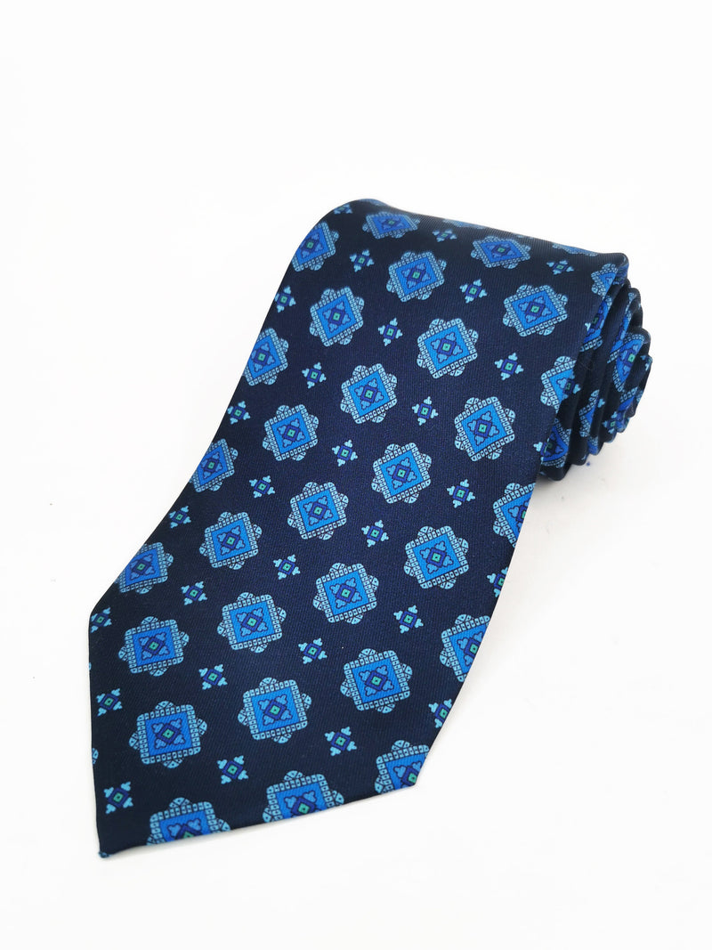 Corbata azul marino con rosetas azules - DiversoMen