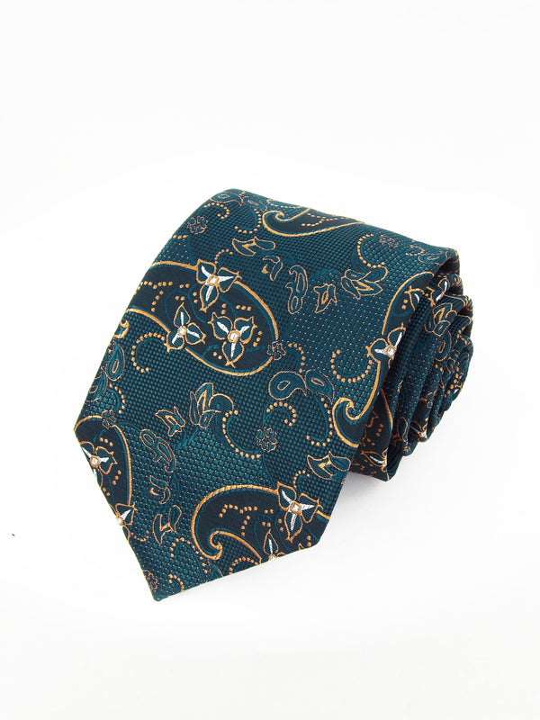 Corbata azul verdoso con cachemir dorado - DiversoMen