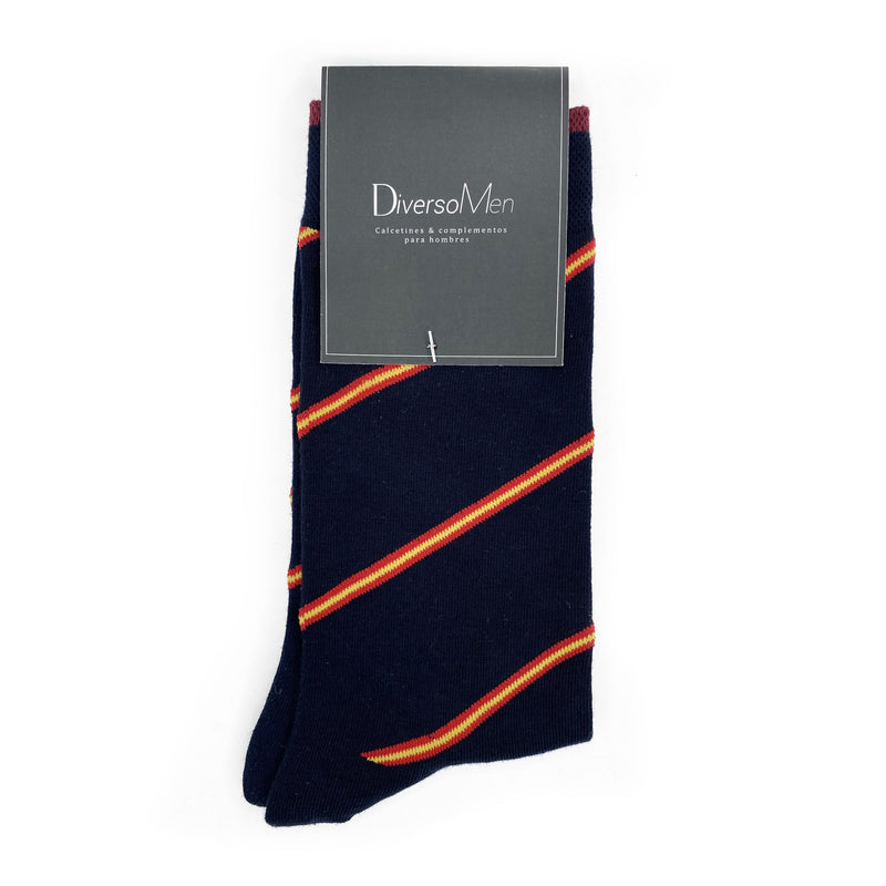 Chaussettes bleu marine à rayures drapeau espagnol