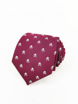 Corbata buganvilla con calaveras piratas blancas - DiversoMen