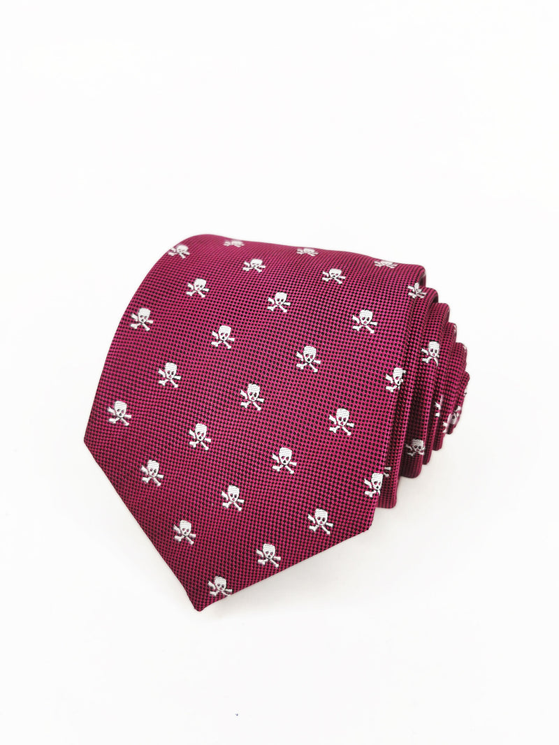 Corbata buganvilla con calaveras piratas blancas - DiversoMen