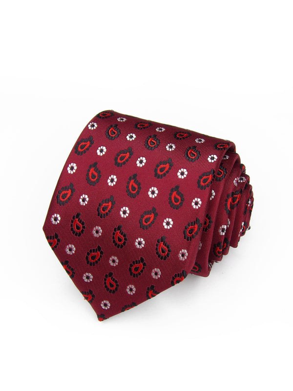 Corbata burdeos paisley negro y rojo - DiversoMen