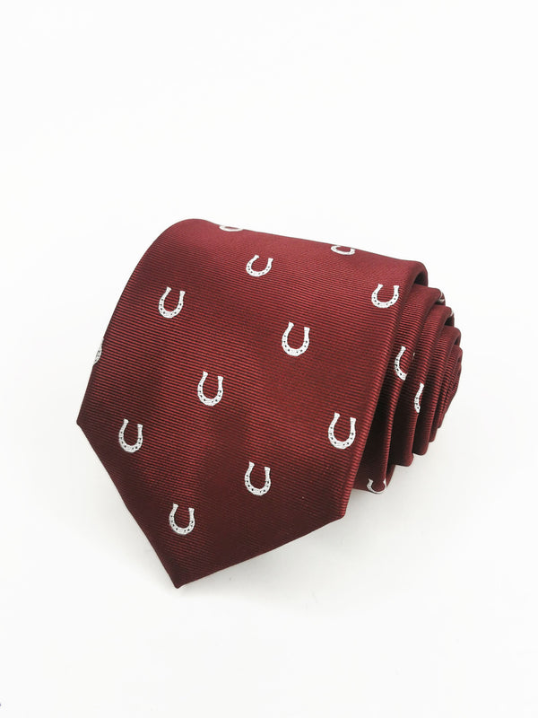 Corbata burdeos con herraduras blancas - DiversoMen
