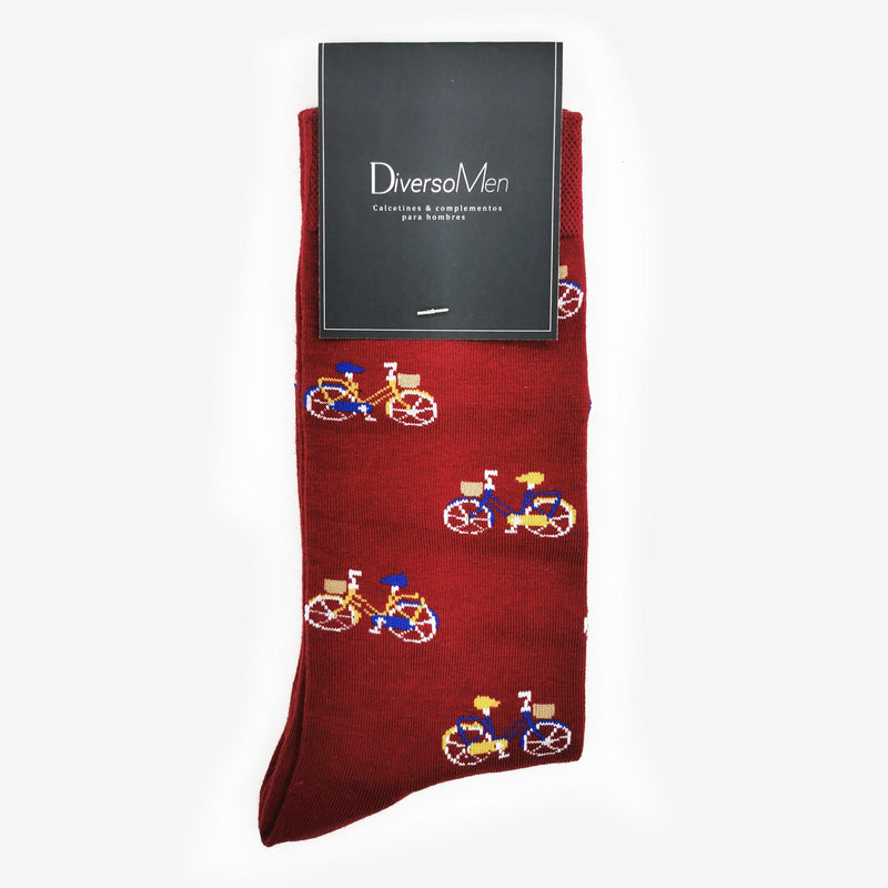 Calcetines granates con bicicletas - DiversoMen