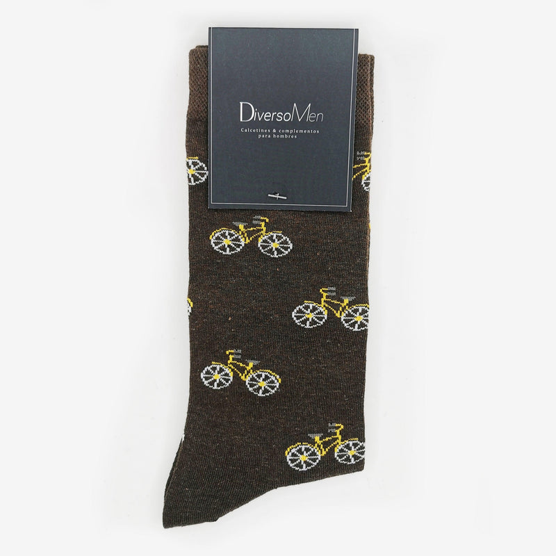 Calcetines marrones con bicicletas - DiversoMen