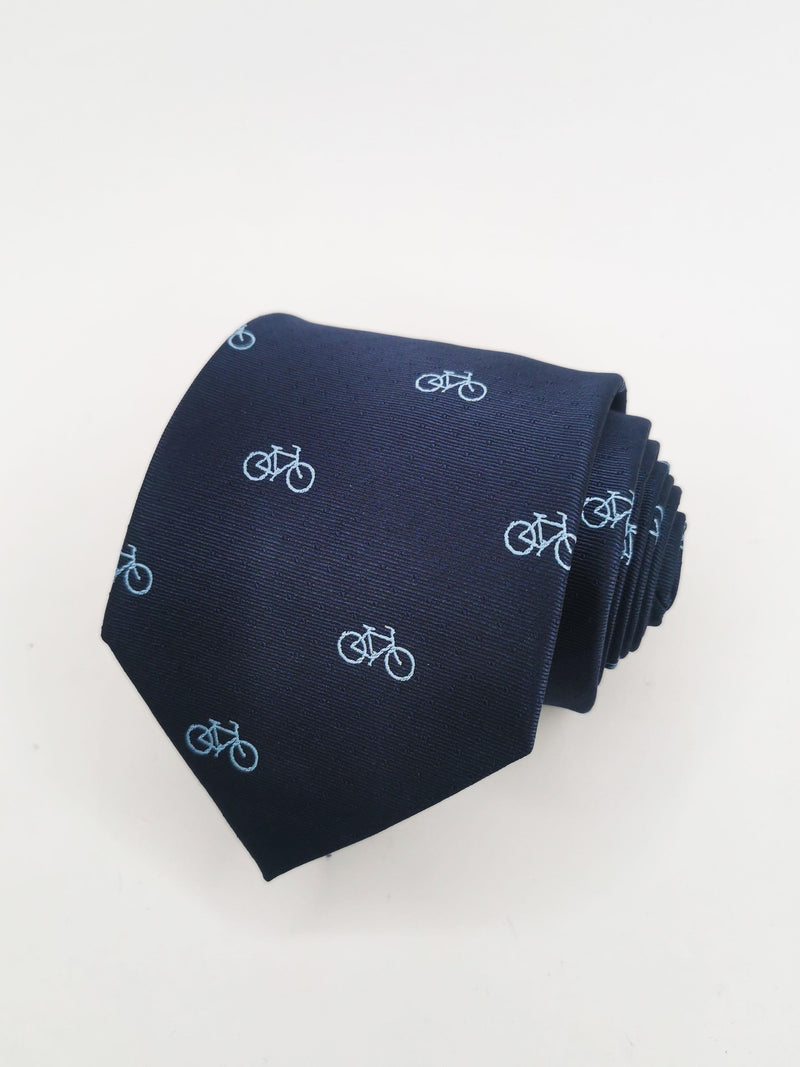 Corbata azul marino con bicicletas celestes - DiversoMen