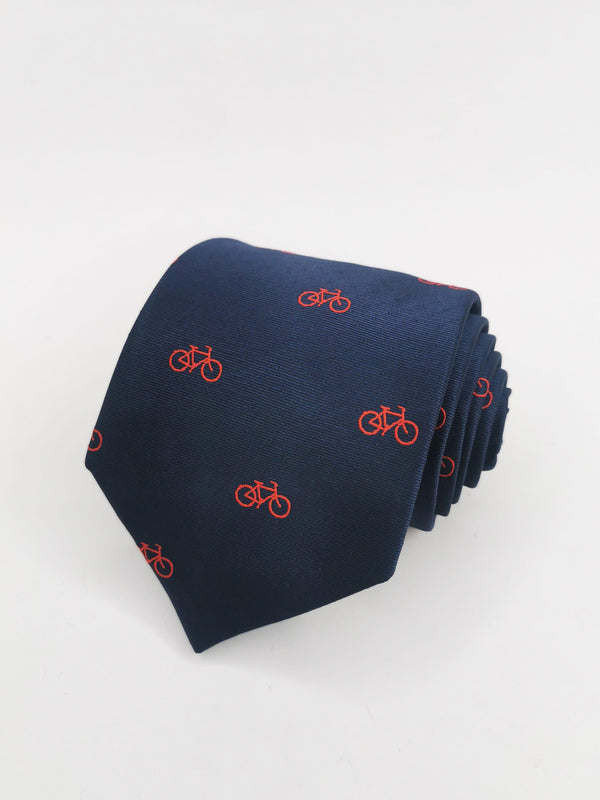 Corbata azul marino con bicicletas rojas - DiversoMen