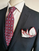 Corbata burdeos con rosetas y cuadros celestes - DiversoMen