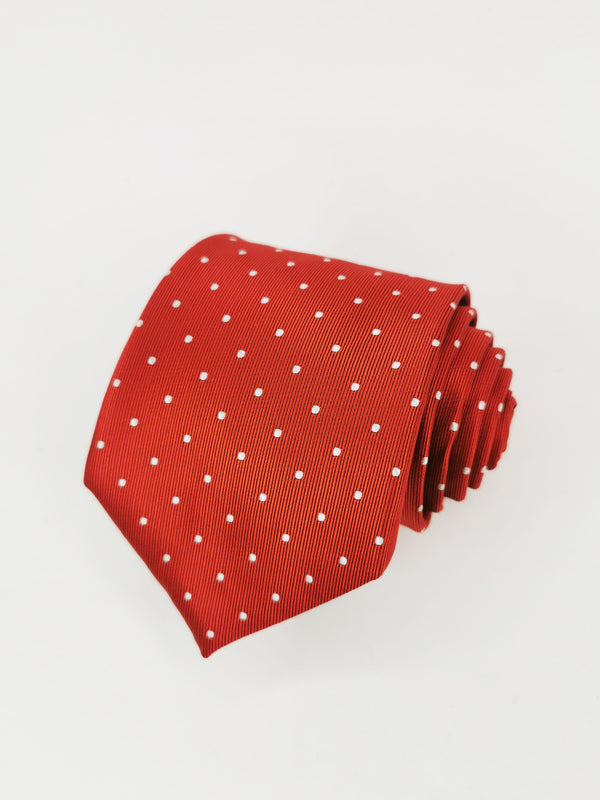 Corbata roja de lunares blancos medianos - DiversoMen