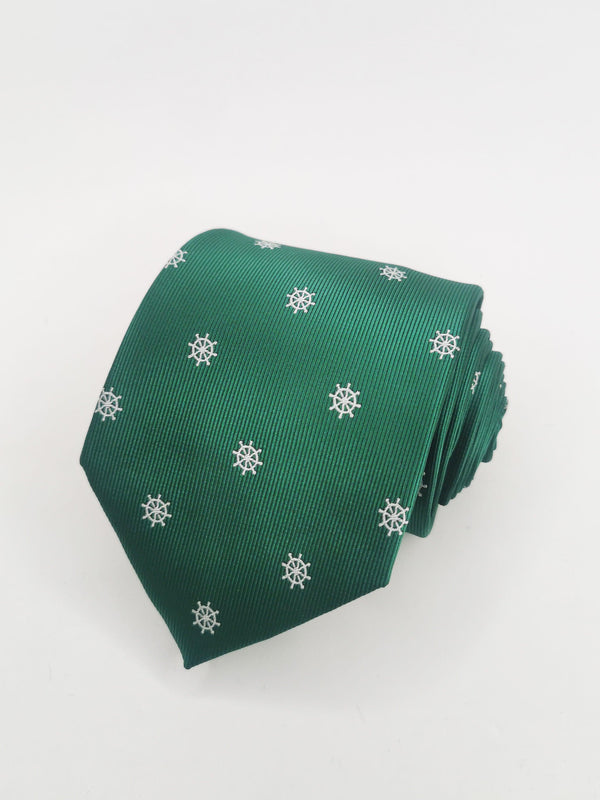 Corbata verde con timones blancos - DiversoMen