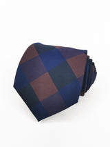Corbata de cuadros azul marino y marrones - DiversoMen