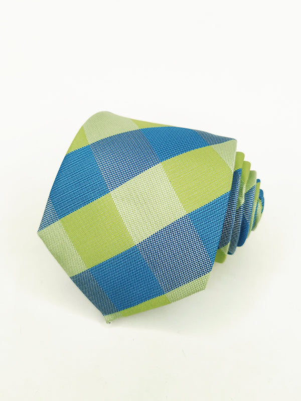 Corbata de cuadros celestes y verde lima - DiversoMen