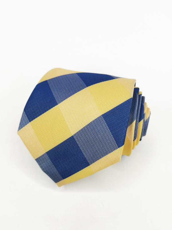 Corbata de cuadros azul marino y amarillo - DiversoMen