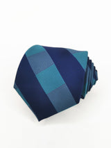 Corbata de cuadros azul marino y aguamarina - DiversoMen