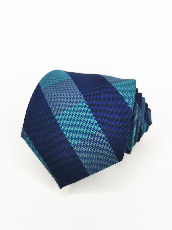 Corbata de cuadros azul marino y aguamarina - DiversoMen