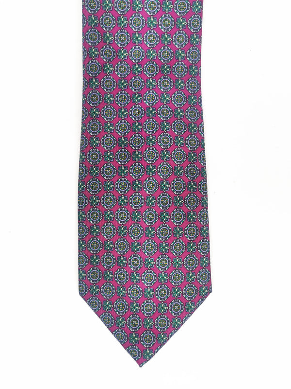 Corbata magenta con mosaicos