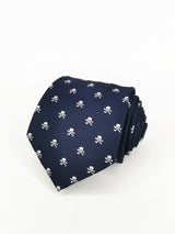 Corbata azul marino con calaveras piratas blancas - DiversoMen