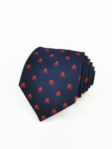 Corbata azul marino con calaveras piratas rojas - DiversoMen