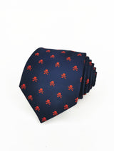 Corbata azul marino con calaveras piratas rojas - DiversoMen