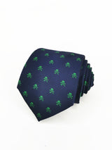 Corbata azul marino con calaveras piratas verdes - DiversoMen